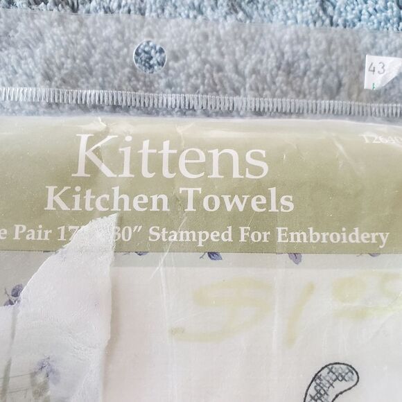 NEW Tobin Stamped for Embroidery  Kittens Kitchen Towels Set of 2 - Picture 5 of 6